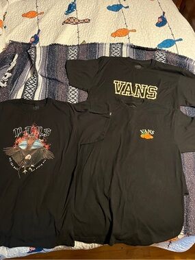 Vans Black Graphic Tee Trio with Yellow and Orange Accents